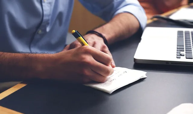man, write, plan, desk, notes, pen, writing, taking notes, office, working, notepad, workspace, workplace, man, write, plan, writing, writing, writing, writing, writing, office, office, office, working. Researching B2B social selling competitors with an evidence ledger, not adjectives